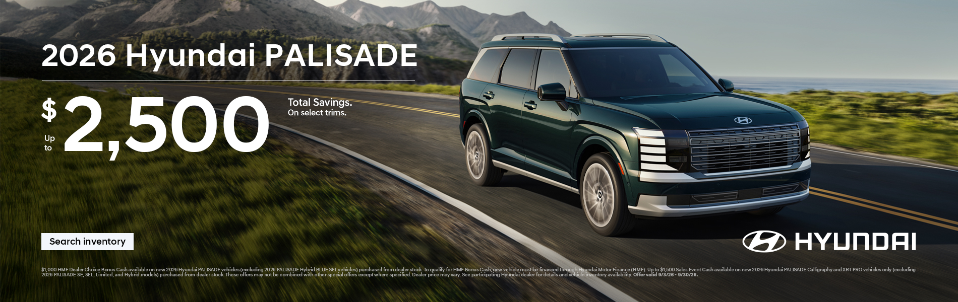 Up to $2,500 Total Savings on select trims. (Calligraphy and XRT PRO only)